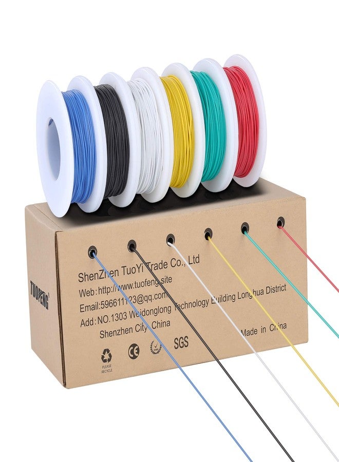 TUOFENG 28 awg Wire Solid Core Hookup Wires-6 Different Colored Jumper Wire 50 ft Each, 28 Gauge Tinned Copper Wire PVC (OD: 1.17mm) Hook up Wires Kit - Image 2